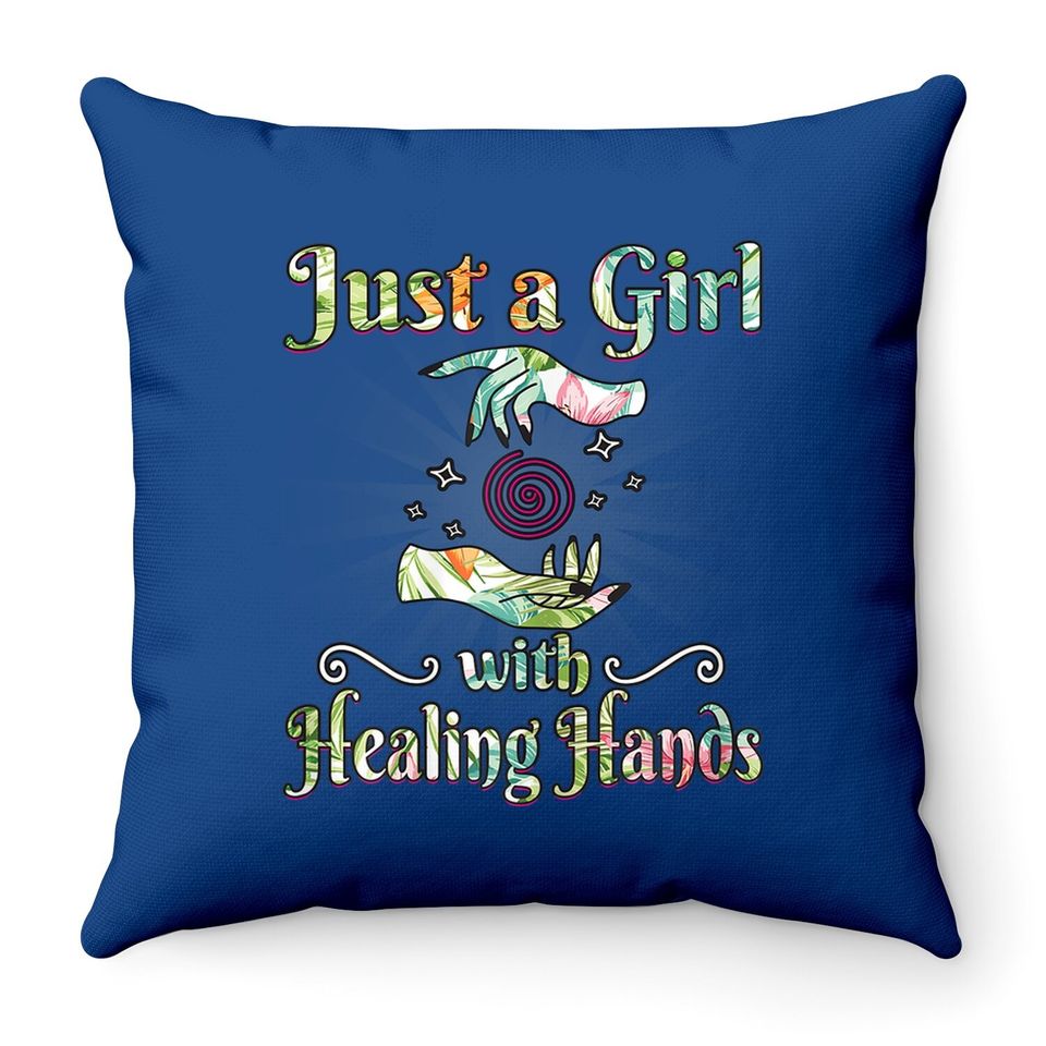 Massage Therapist Throw Pillow Just A Girl With Healing Hands Throw Pillow