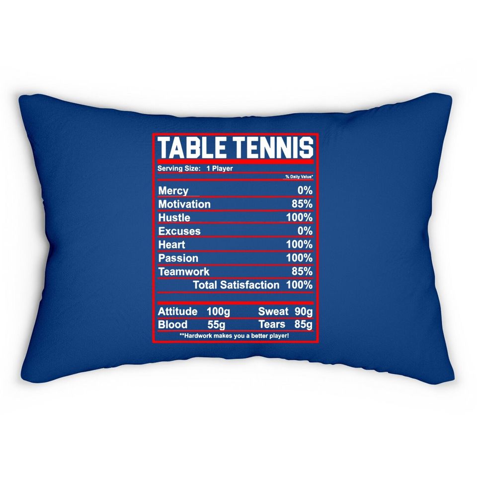 Funny Table Tennis Nutrition Facts Lumbar Pillow