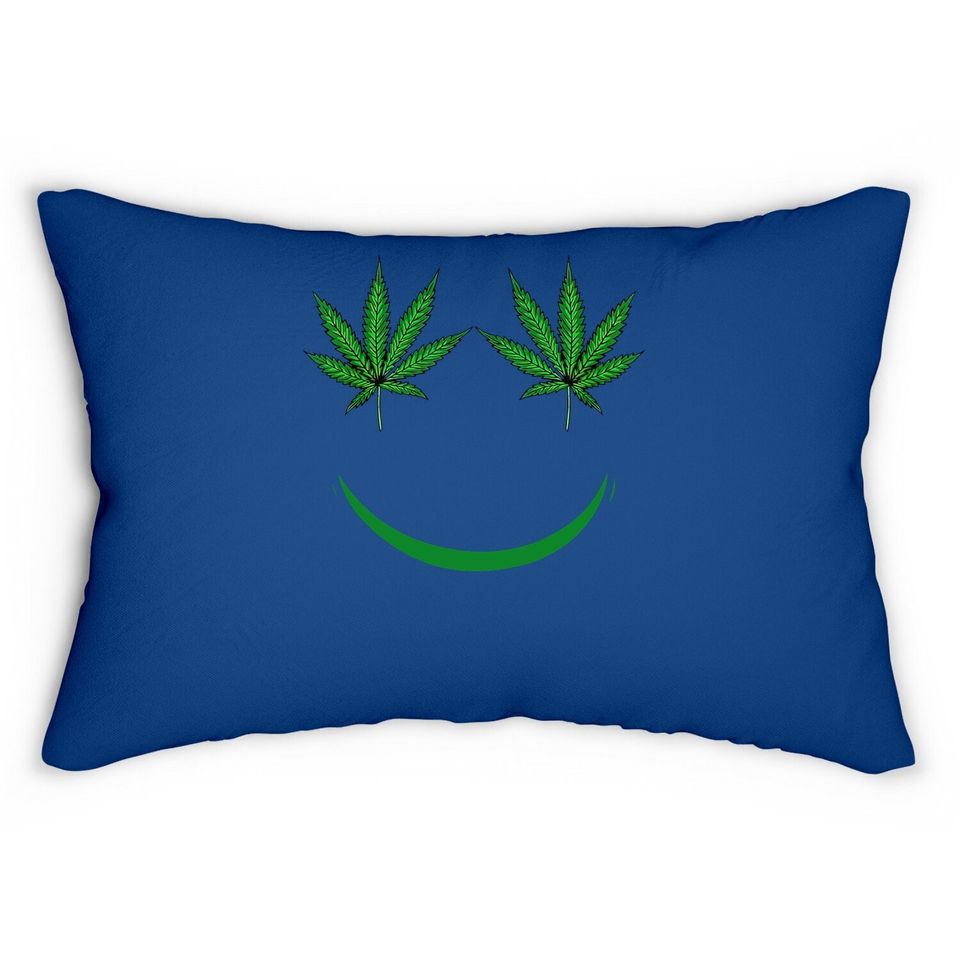 Pot Leaf Smiley Face Weed Lumbar Pillow