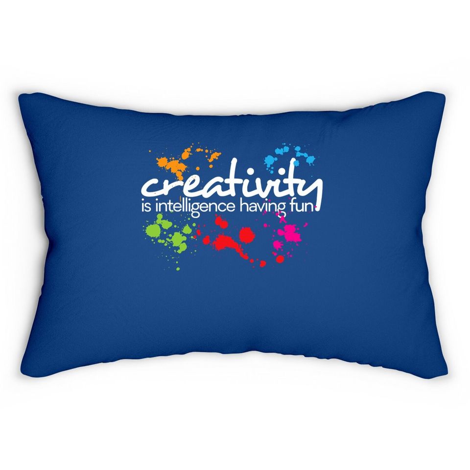 Creativity Is Intelligence Having Colorful Art Lumbar Pillow