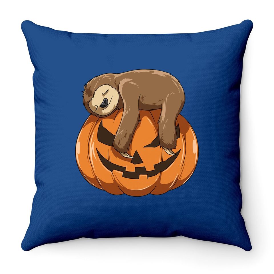 Sloth Pumpkin Halloween Sloth Themed Halloween Lovers Gift Throw Pillow