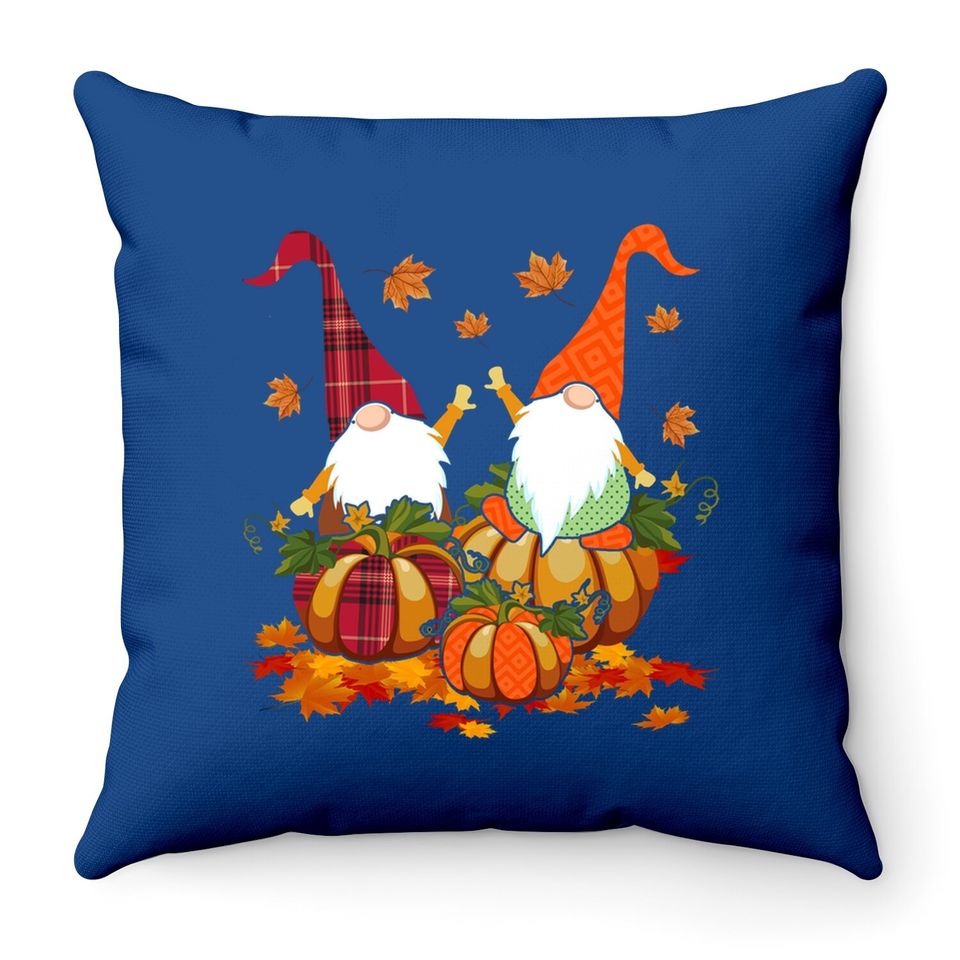 Auntumn Gnomes Riding Pumpkin Thanksgiving Gnomes Lover Throw Pillow