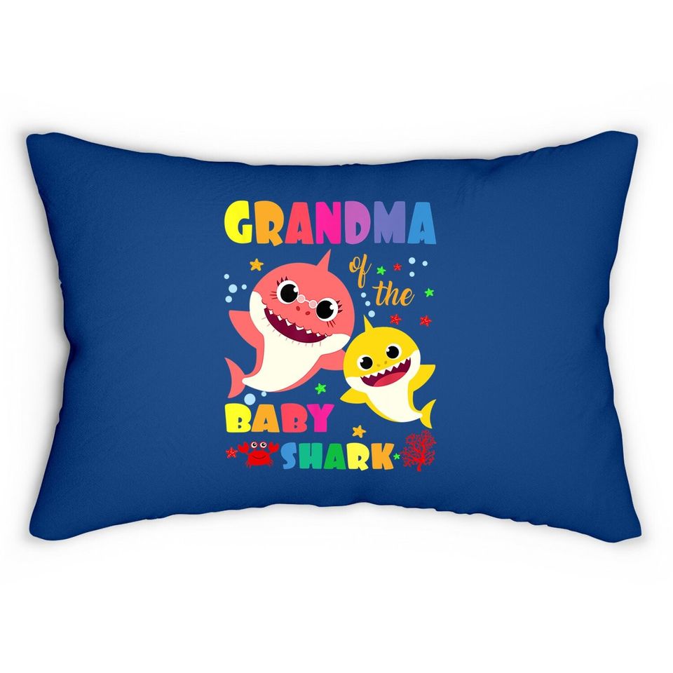 Grandma Of The Baby Shark Birthday Grandma Shark Lumbar Pillow