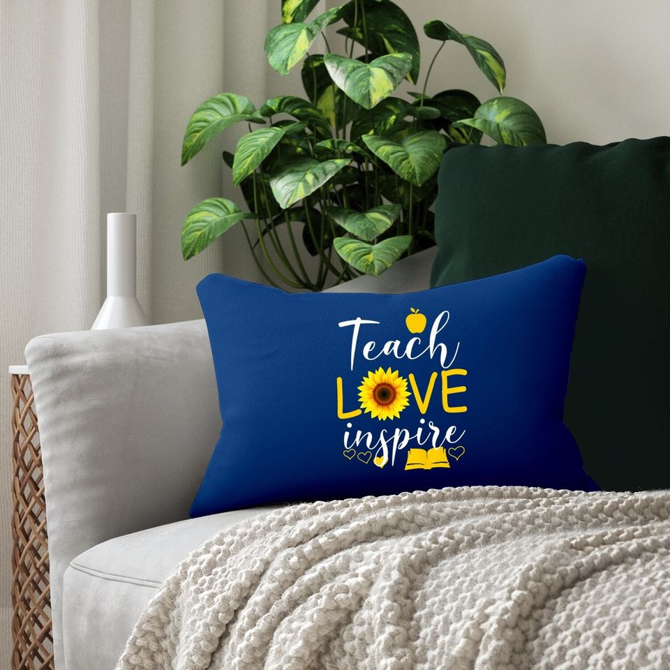 Teach Love Inspire Sunflower Teacher Gift Lumbar Pillow
