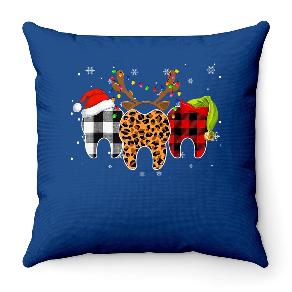 Merry Christmas Tooth Costume Dental Assistant Xmas Throw Pillow