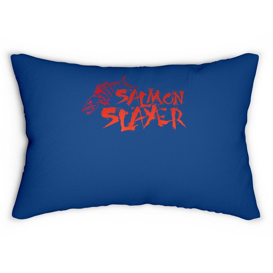 Salmon Slayer Fishing Funny Lumbar Pillow