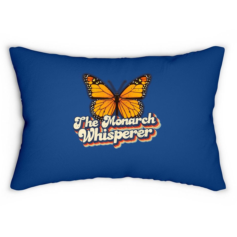 The Monarch Whisperer Retro Monarch Butterfly Entomology Lumbar Pillow