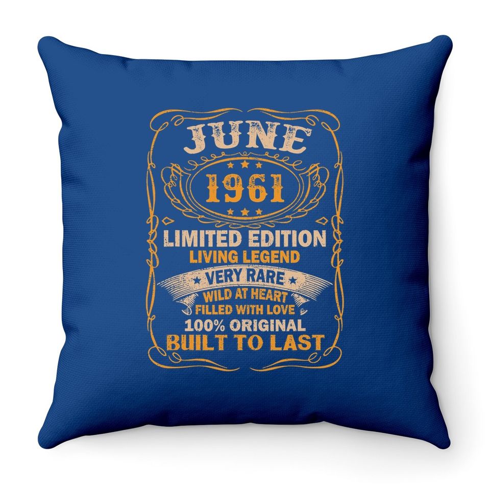 Vintage 60 Years Old June 1961 60th Birthday Throw Pillow