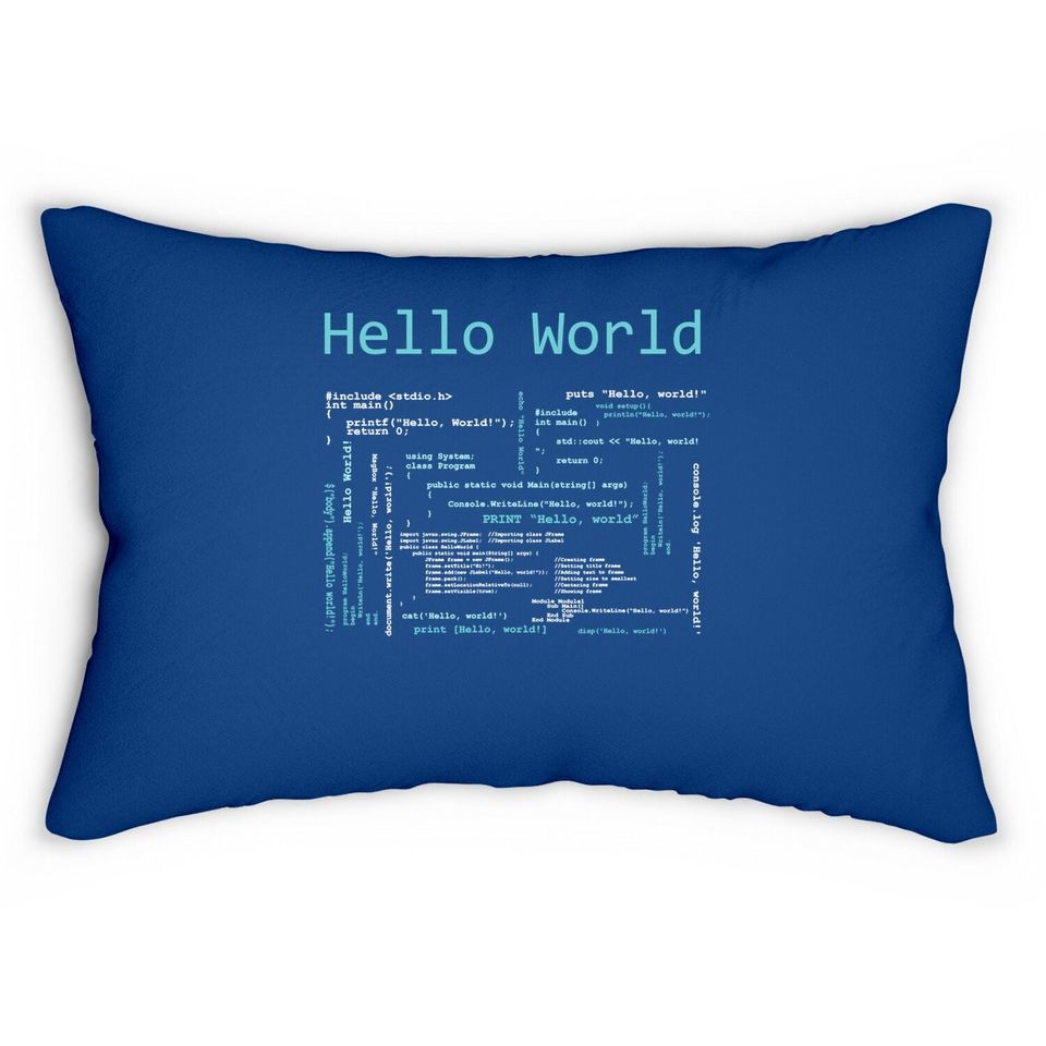 Hello World Computer Programming Languages Lumbar Pillow