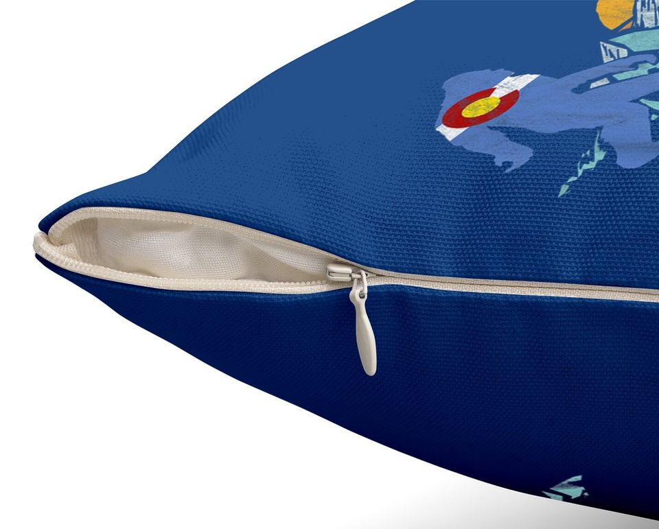 Bigfoot Sun & Mountain State Flag Of Colorado Throw Pillow