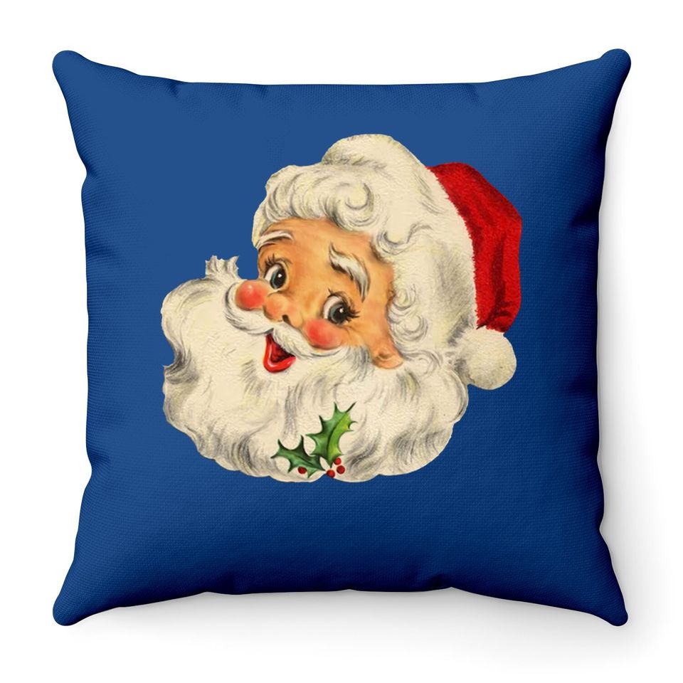 Cool Vintage Christmas Santa Claus Face Throw Pillow