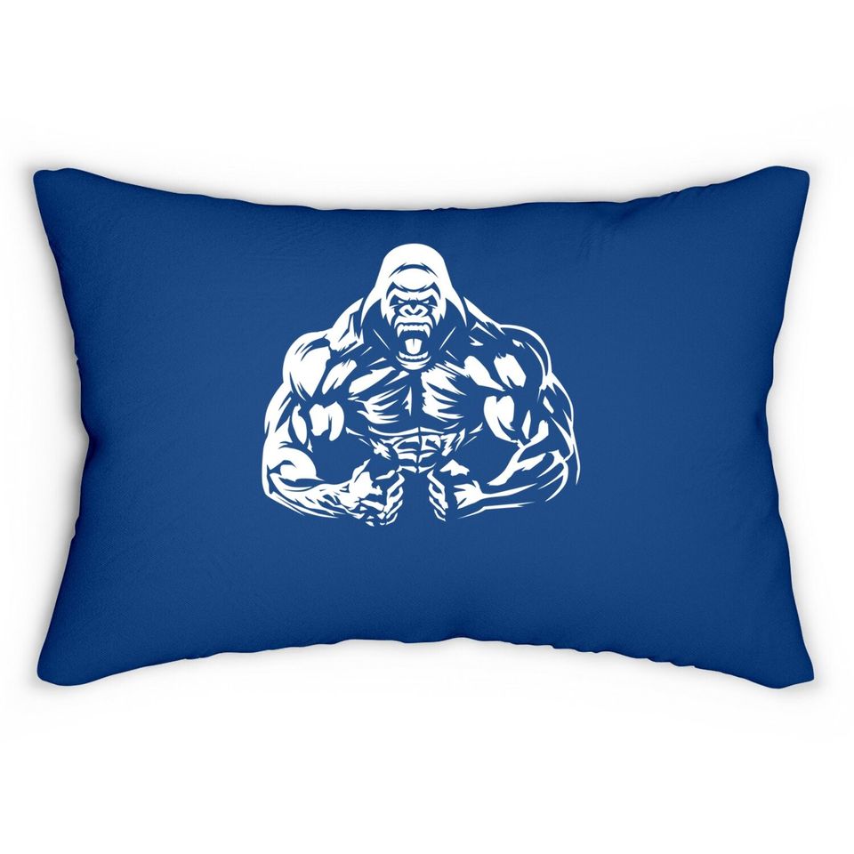 Bodybuilding Gorilla For The Next Workout In The Gym Lumbar Pillow