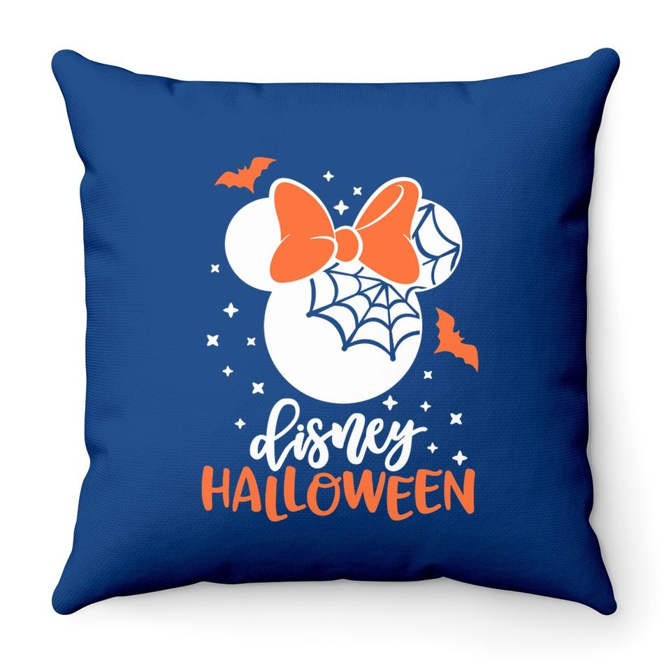 Disney Halloween Couple Matching Holiday Mickey Minnie Spiderweb Throw Pillow