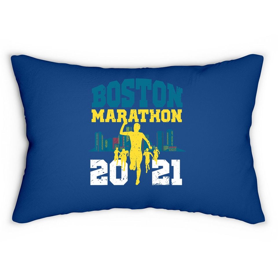 Boston 2021 Marathon Runner 26.2 Miles Lumbar Pillow