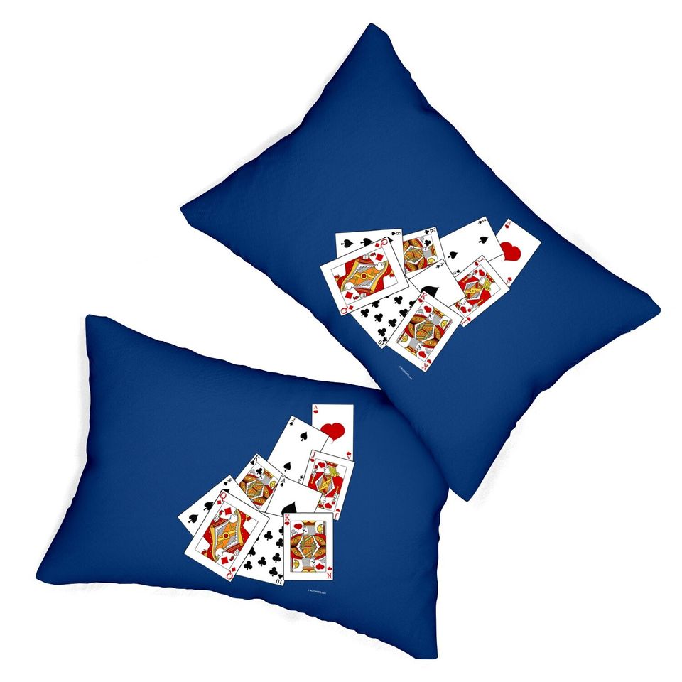 Poker Playing Card Lumbar Pillow Ace King Queen Jack