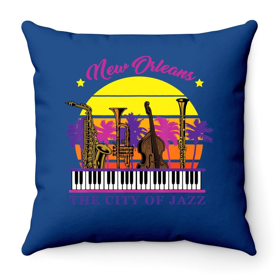 New Orleans The City Of Jazz Jazz Music Festival Throw Pillow