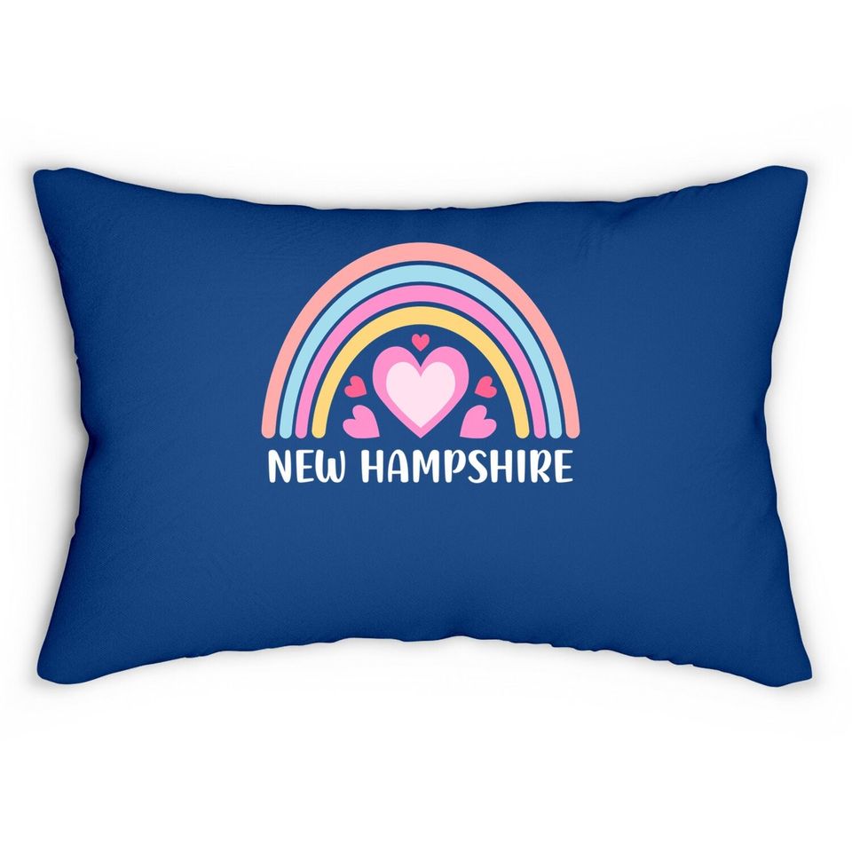 New Hampshire Rainbow Hearts Lumbar Pillow