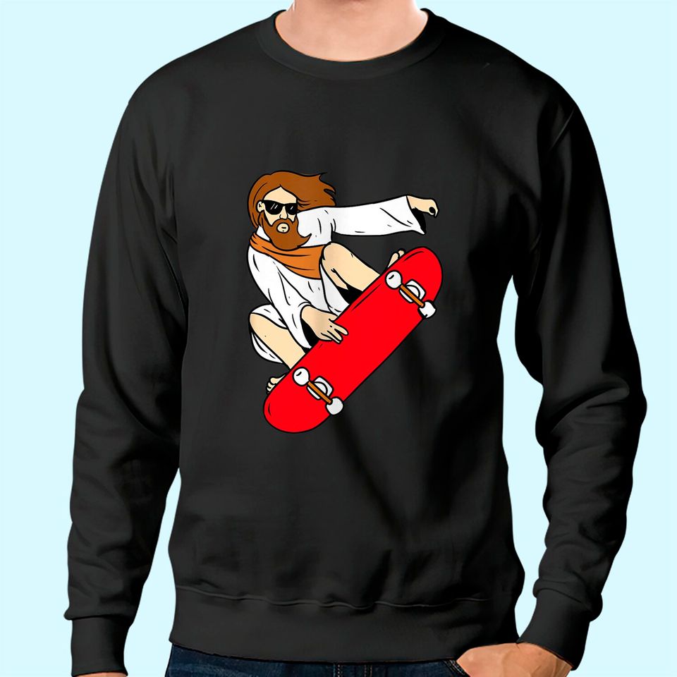 Jesus Riding Skateboard Sweatshirt