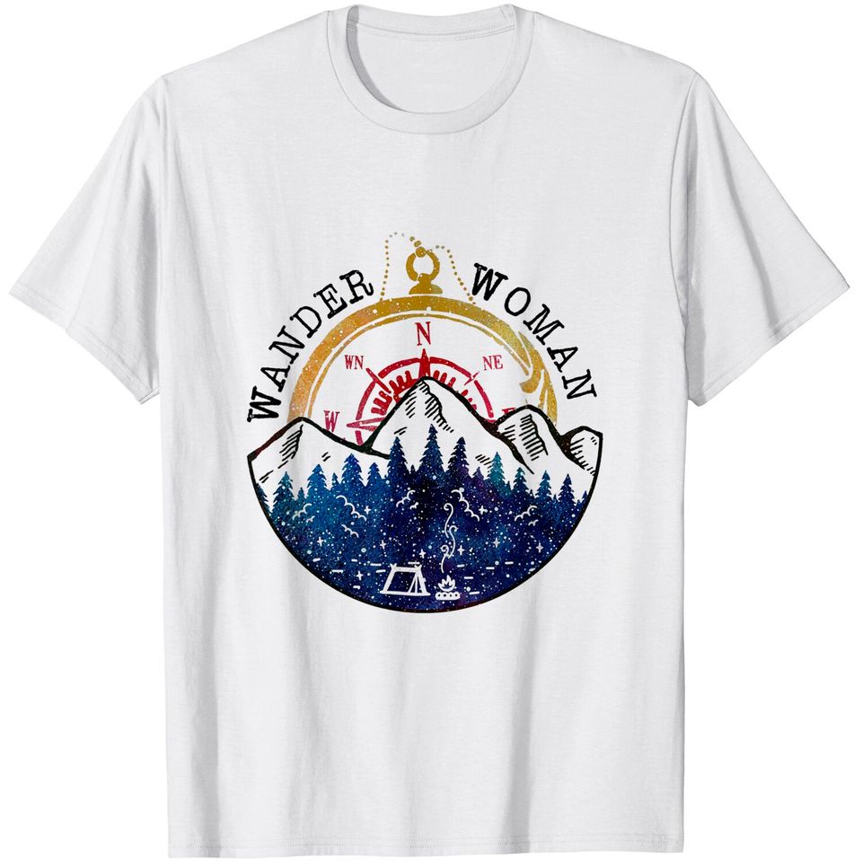 Wander Woman Funny Camping Hiking Lover Camper Hiker v T-Shirt