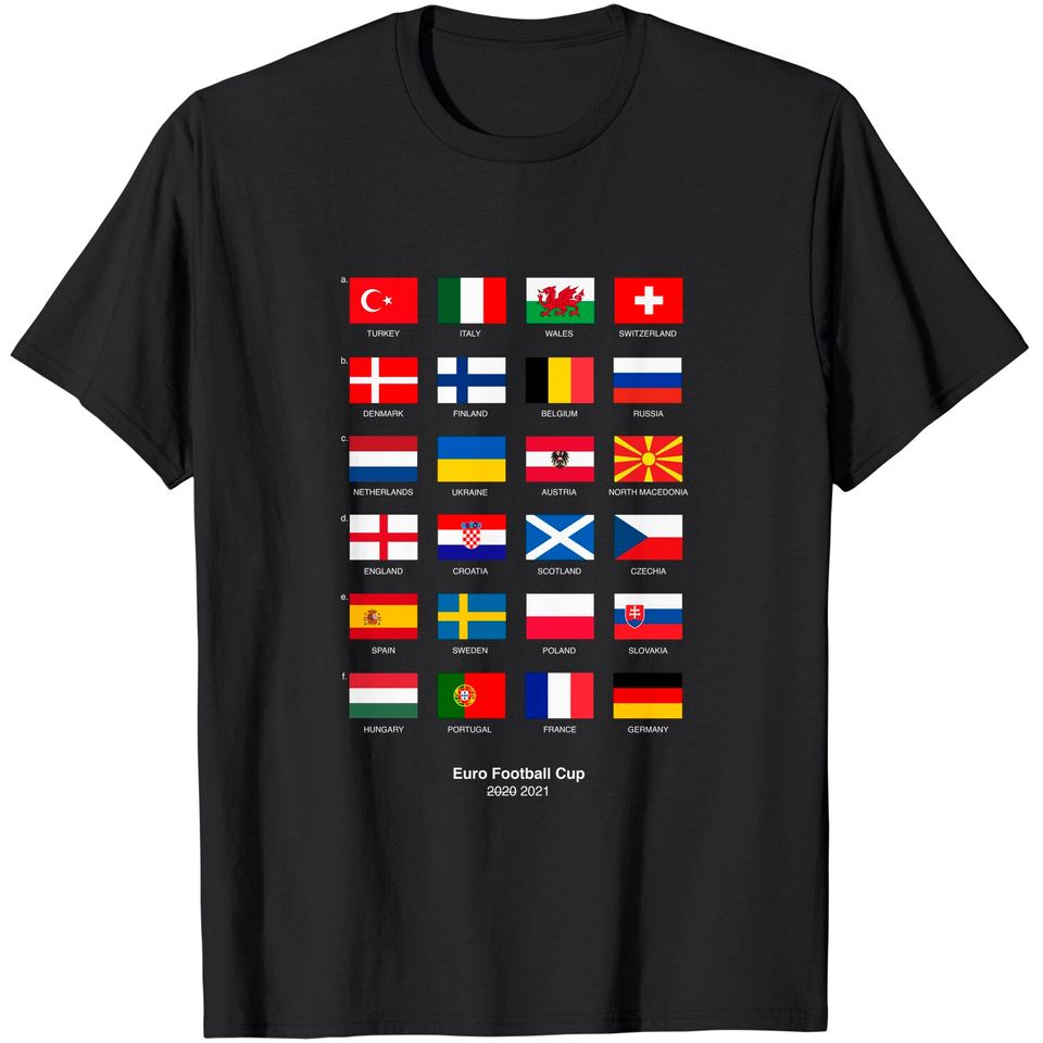 Euro 2021 Men's T Shirt Teams Flags Football Cup