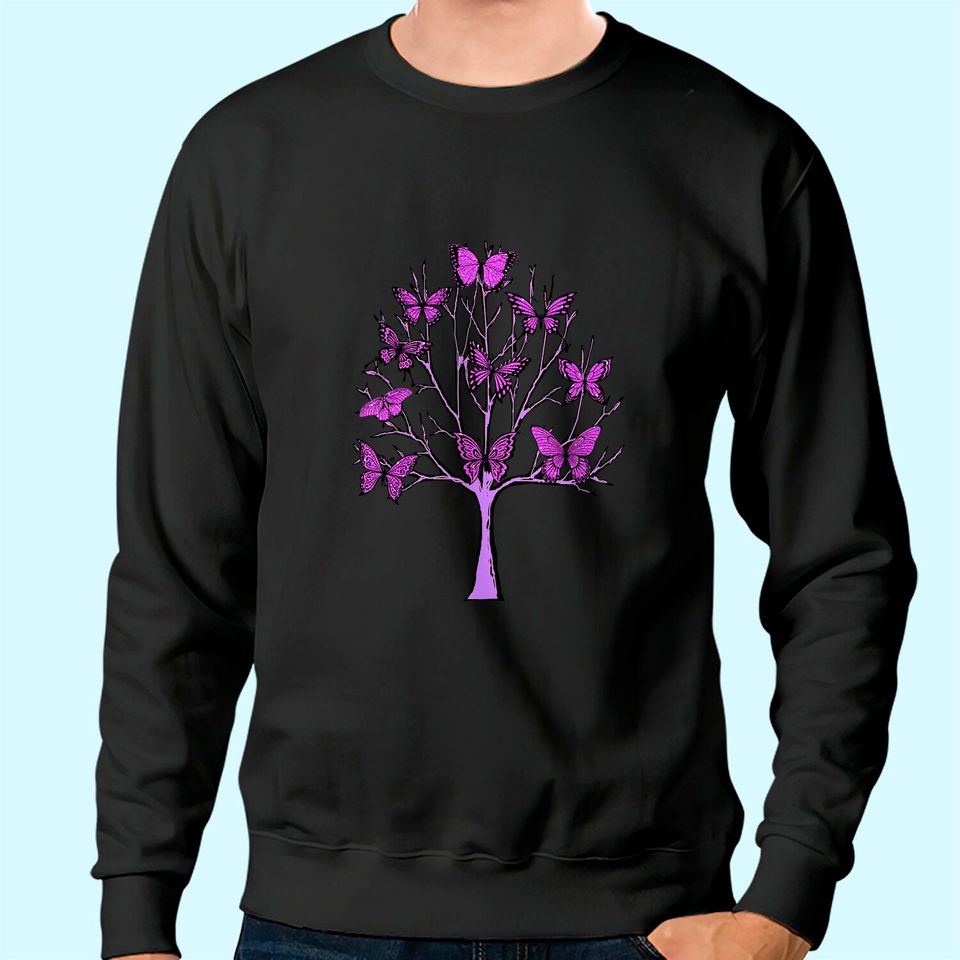 Purple Butterfly Tree of Life Butterflies Sweatshirt