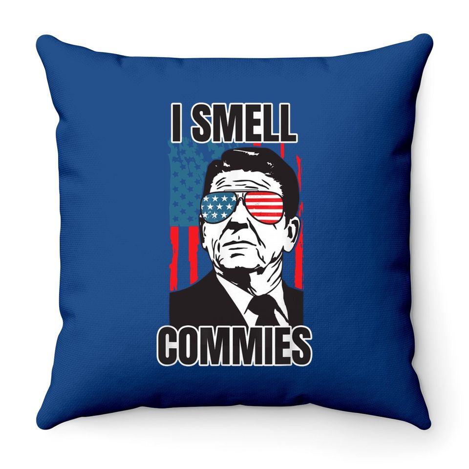 Ronald Reagan I Smell Commies Retro Vintage Political Humor Throw Pillow