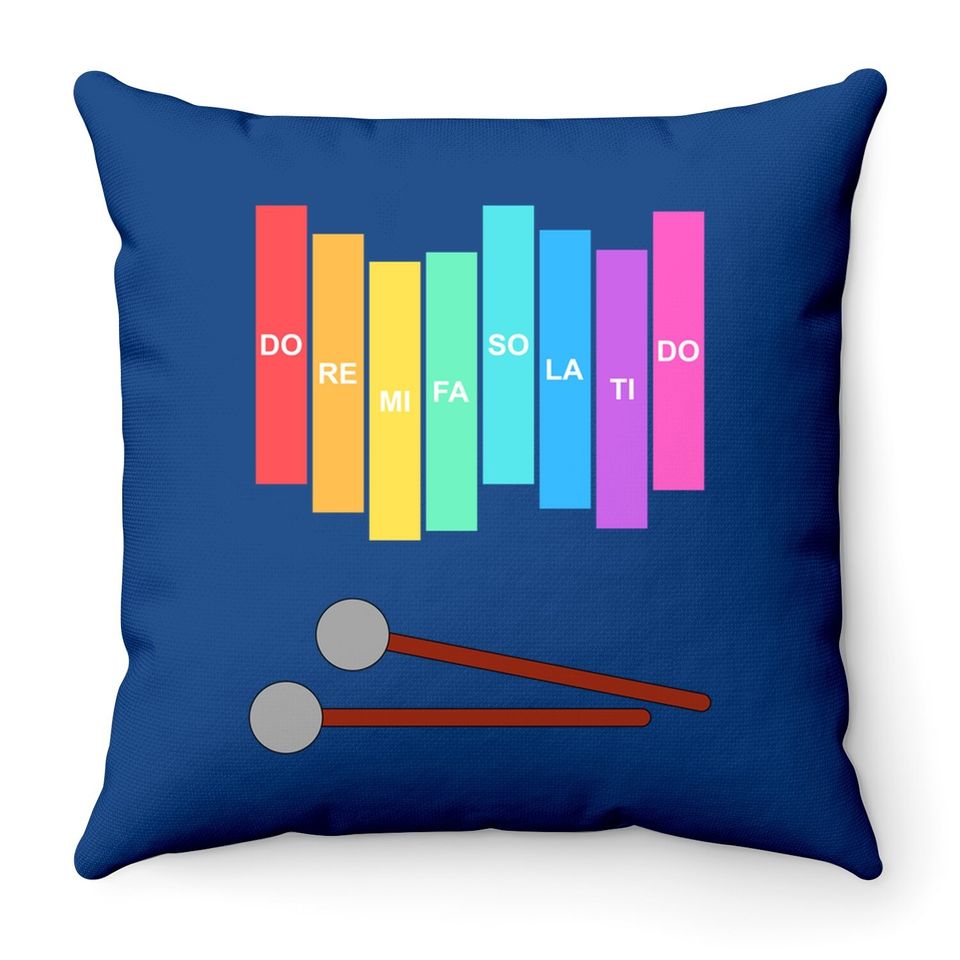 Music Xylophone Vintage Percussion Instrument Rainbow Color Throw Pillow