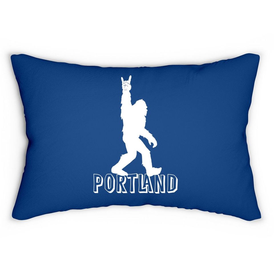Bigfoot Portland Oregon Rock And Roll Lumbar Pillow