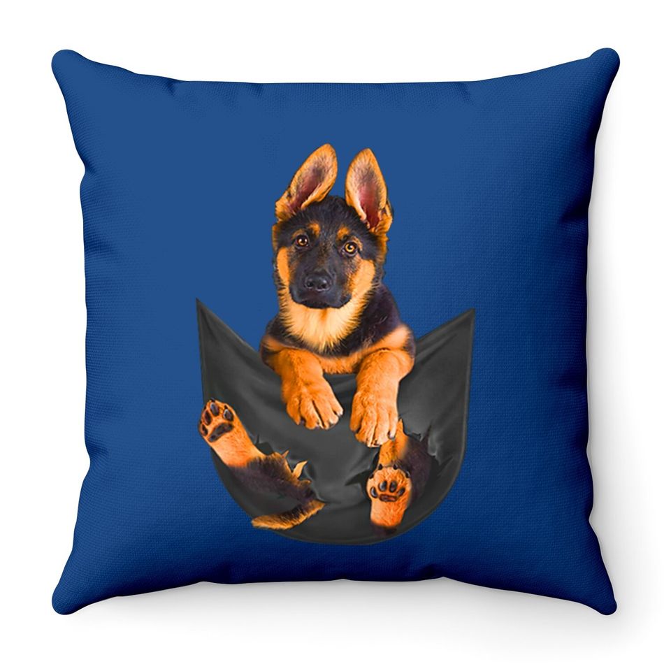 Pocket German Shepherd Puppy! Dog Throw Pillow