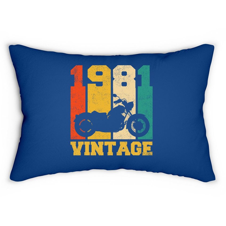 40 Years Old Gifts Vintage 1981 Motorcycle Lumbar Pillow