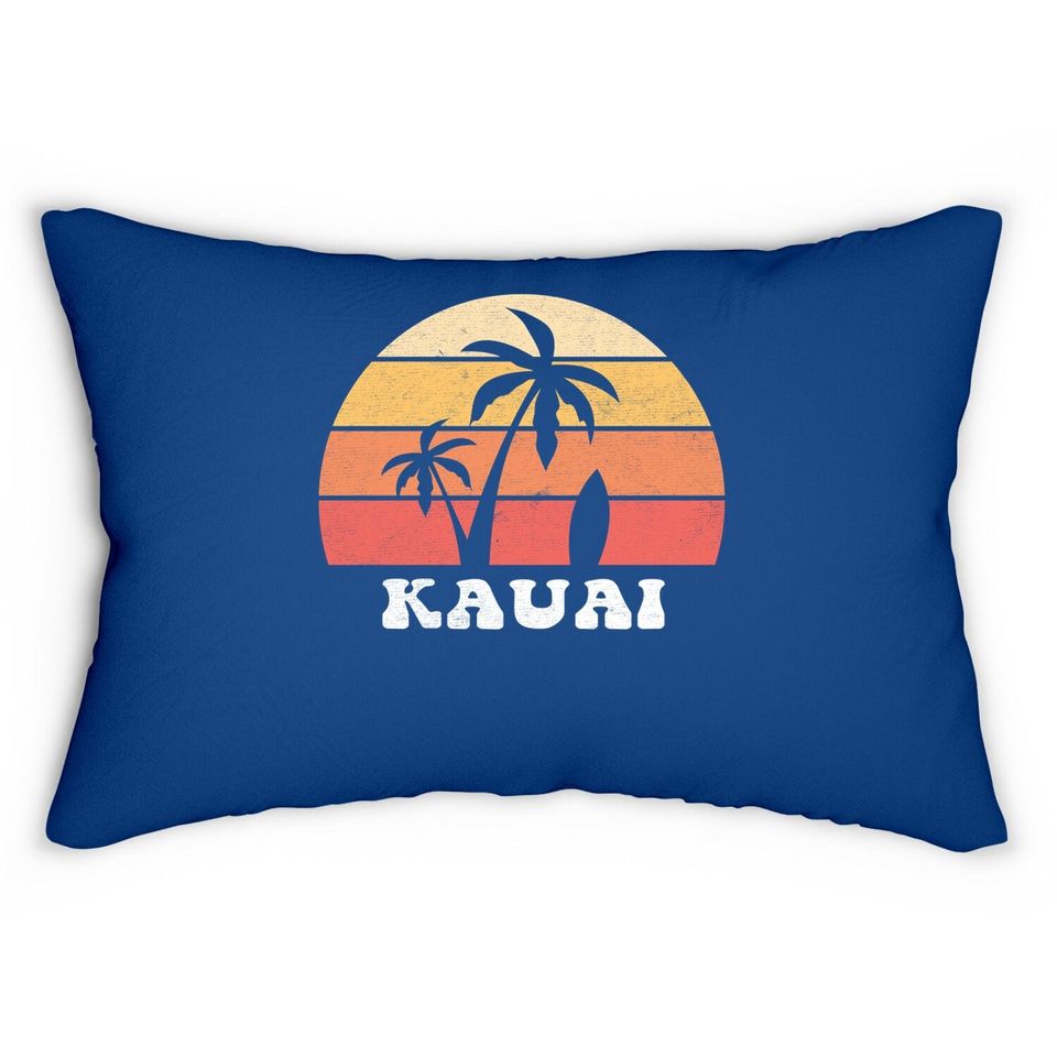 Kauai Hawaii Island Palm Tree 70s 80s Lumbar Pillow