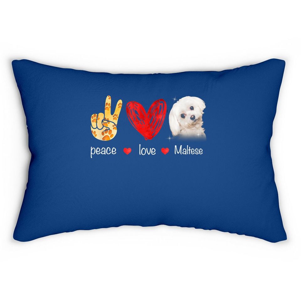 Peace Love Maltese Dog Lumbar Pillow