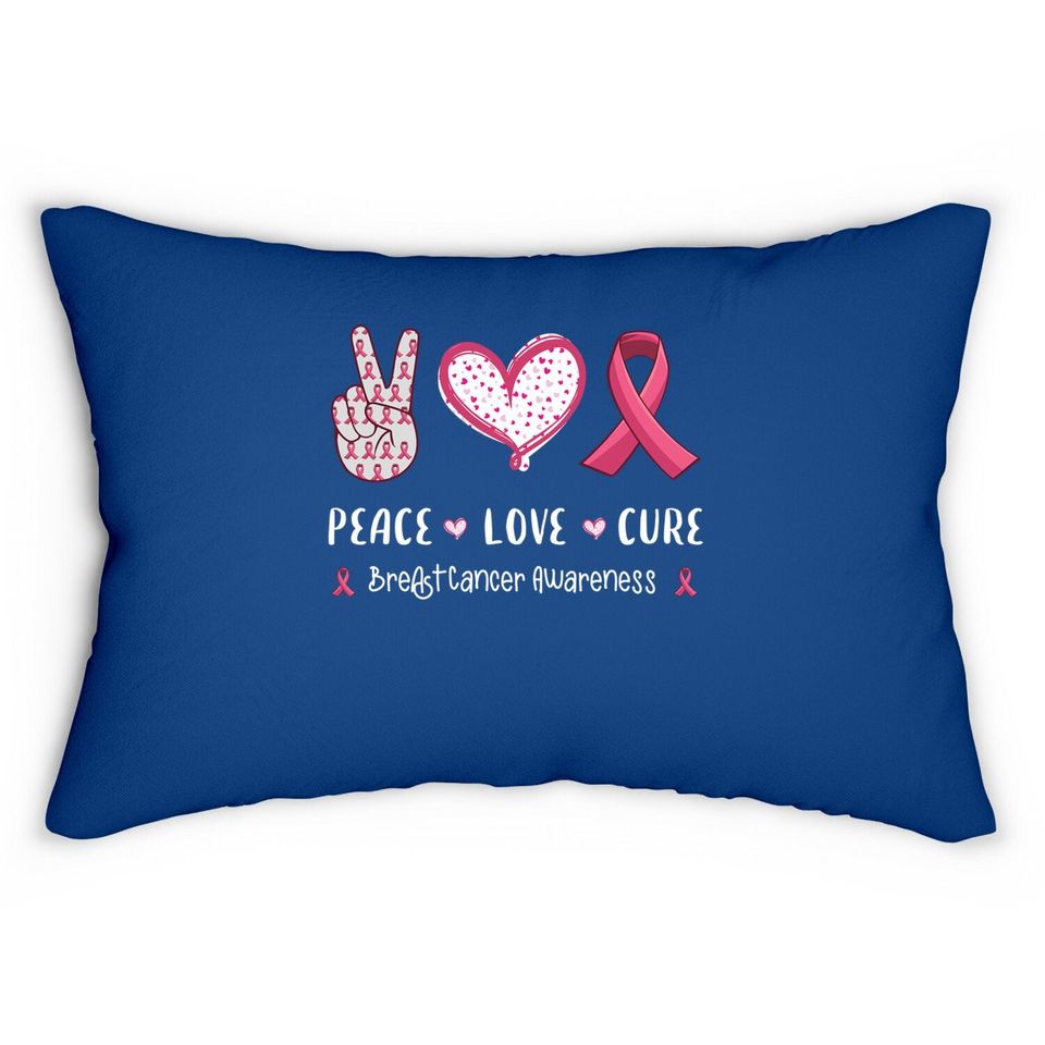 Peace Love Cure Breast Cancer Awareness Lumbar Pillow