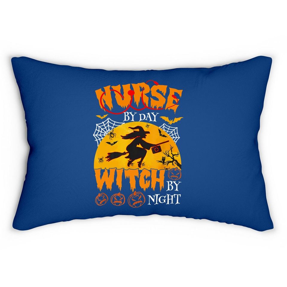 Nurse By Day Witch By Night Halloween Lumbar Pillow