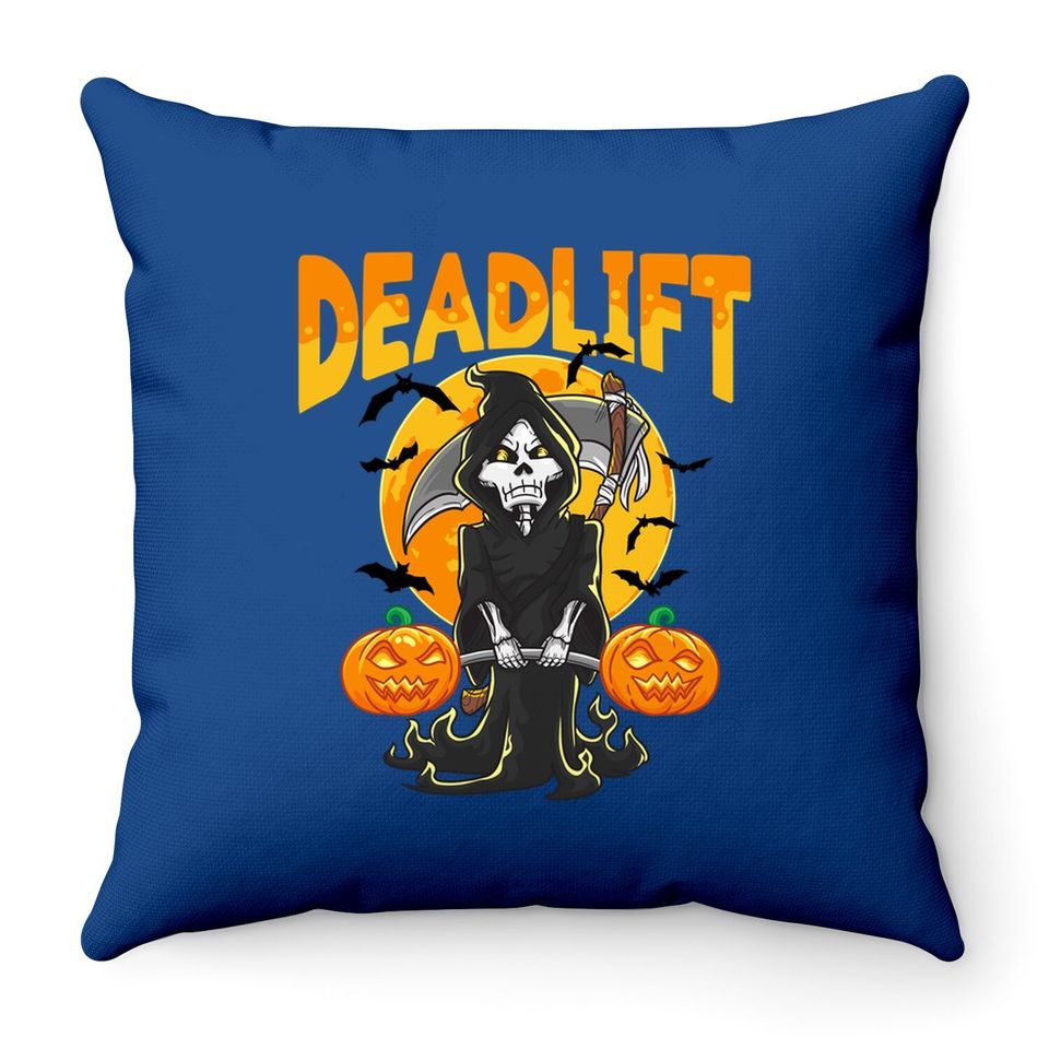 Funny Deadlift Bodybuilder Halloween Workout Throw Pillow