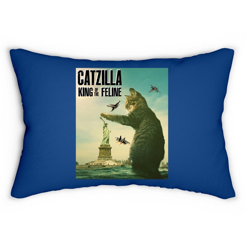 Catzilla King Of The Feline Movie Poster Gag Cat Lumbar Pillow