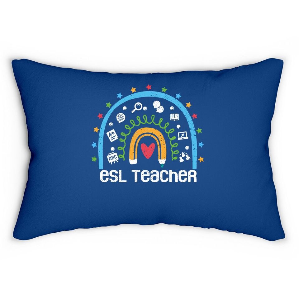 Esl Teacher Rainbow Back To School English Second Language Lumbar Pillow