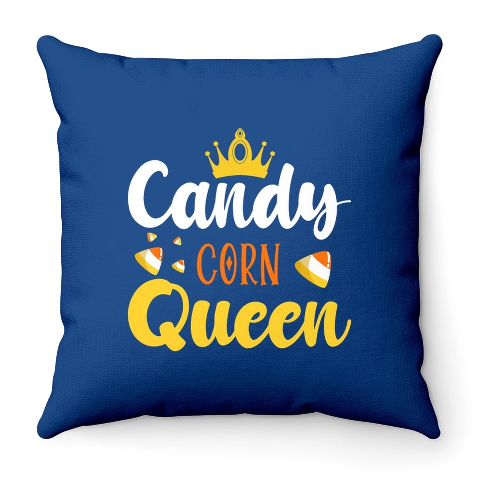 Candy Corn Queen Cute Halloween Day Throw Pillow