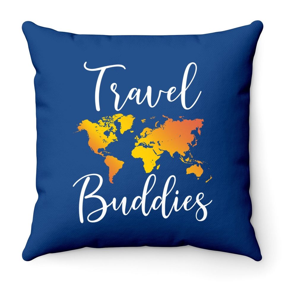 Travel Buddies Matching Couple Traveler Adventure Throw Pillow