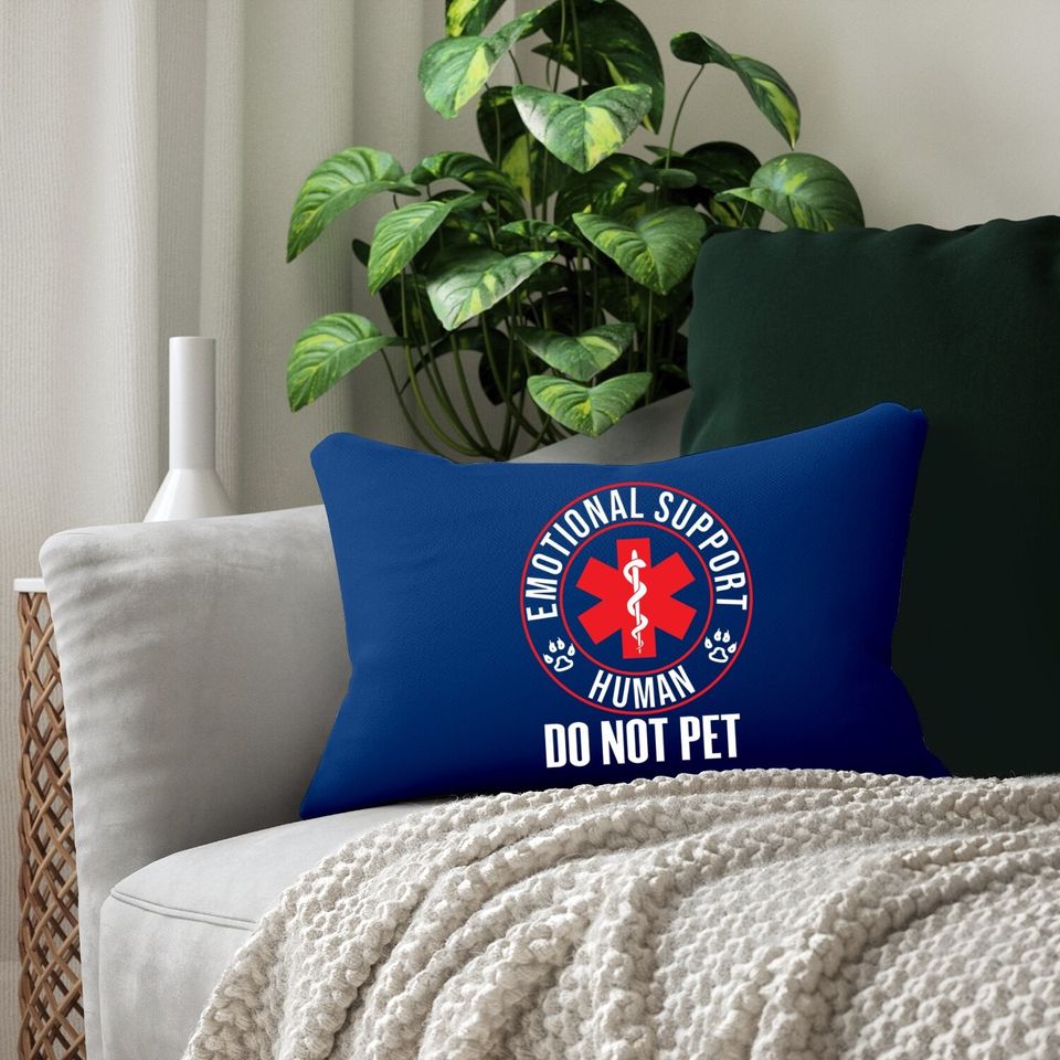 Emotional Support Human Do Not Pet Service Dog Love Humor Lumbar Pillow