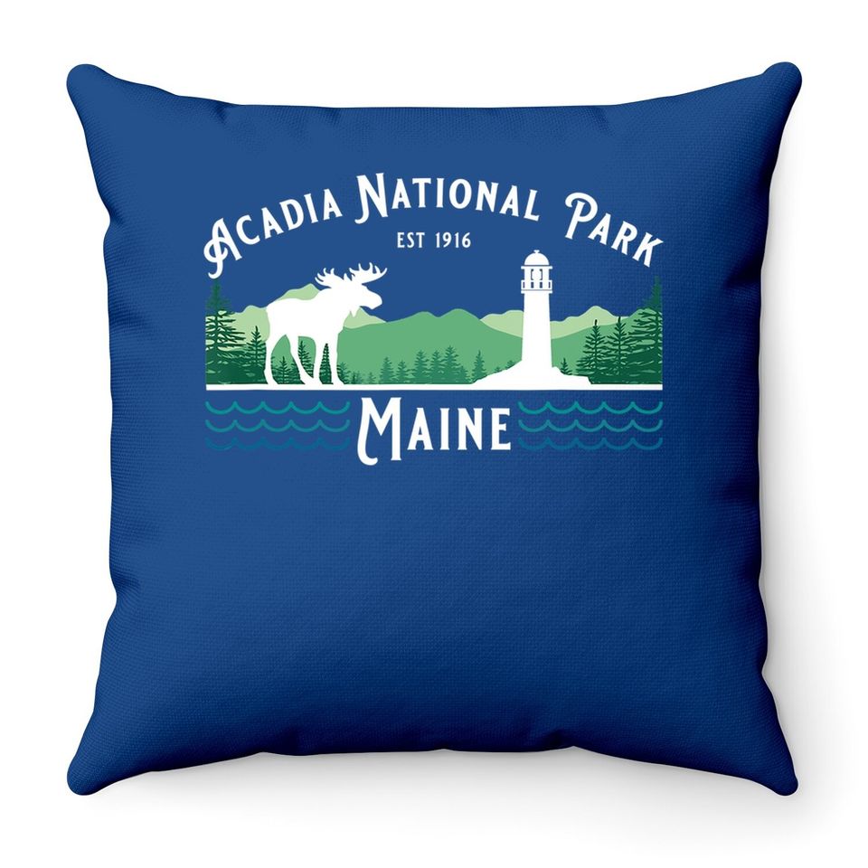 Acadia National Park Maine Hiking Camping Moose Souvenir Throw Pillow