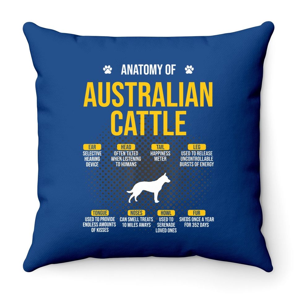 Anatomy Of Australian Cattle Dog Throw Pillow