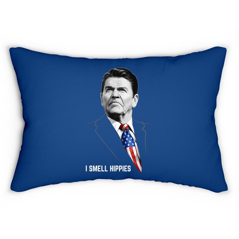 I Smell Hippies | Funny Ronald Reagan Conservative Merica Us Lumbar Pillow