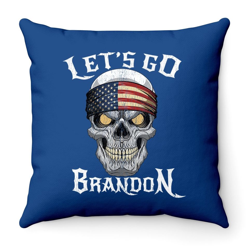 Let’s Go Brandon Skull Head Throw Pillow