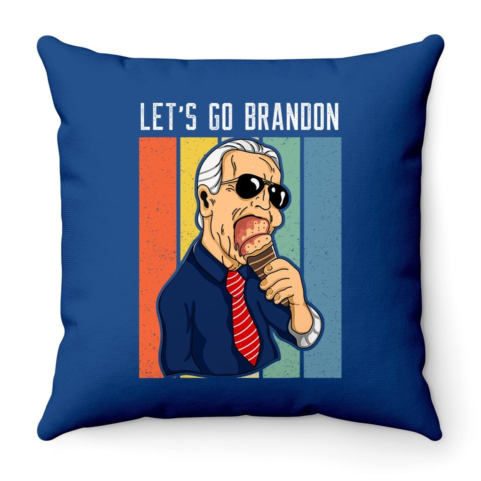 Lets Go Brandon Funny Ice Cream Cone Meme Throw Pillow
