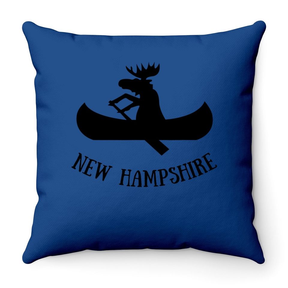 New Hampshire Moose Canoe Vacation Throw Pillow