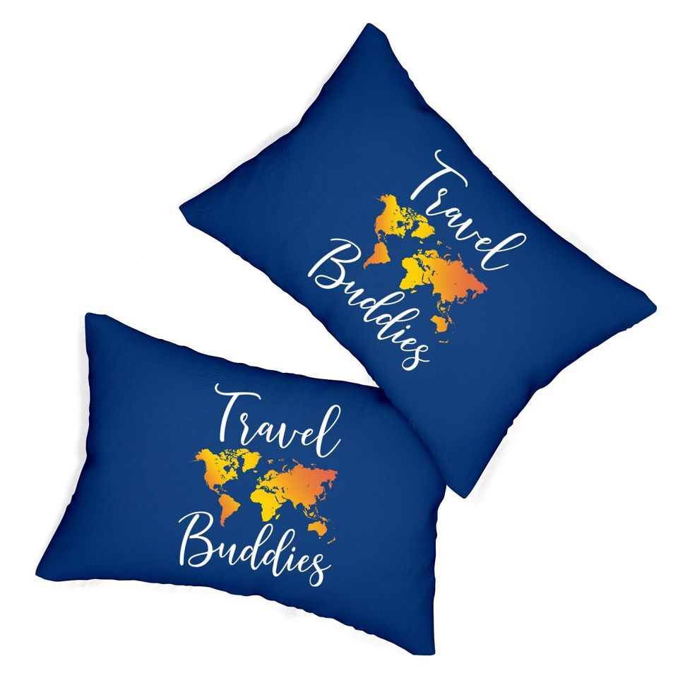 Travel Buddies Matching Couple Traveler Adventure Lumbar Pillow