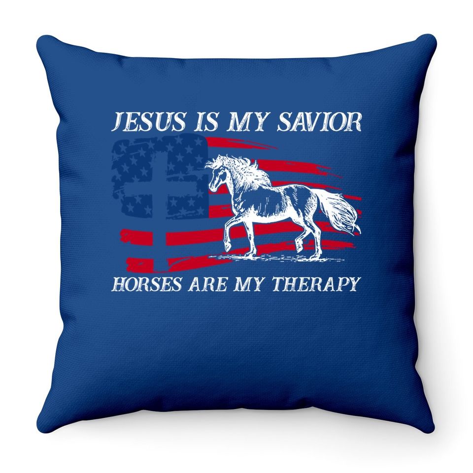 Horses Are My Therapy Classic Throw Pillow