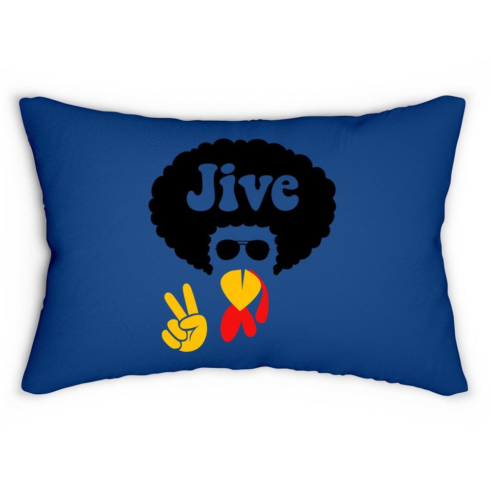Peace Sign Jive Turkey Face Thanksgiving Lumbar Pillow