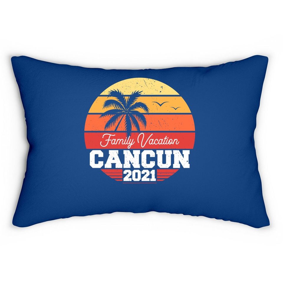 Cancun Family Vacation 2021 Trip Retro Group Matching Lumbar Pillow